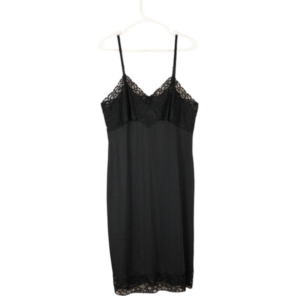 Vintage Vanity Fair Black Slip Size 36 Nylon Lace Bodice Trim Adjustable SP74 - Picture 2 of 10